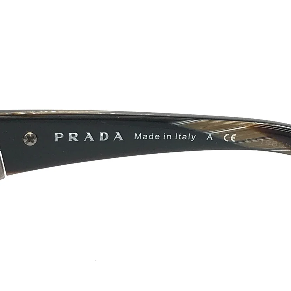 Prada Eyeglasses Frames VPR 14P EAR-1O1 Brown Horn Square Full Rim 55-17-145